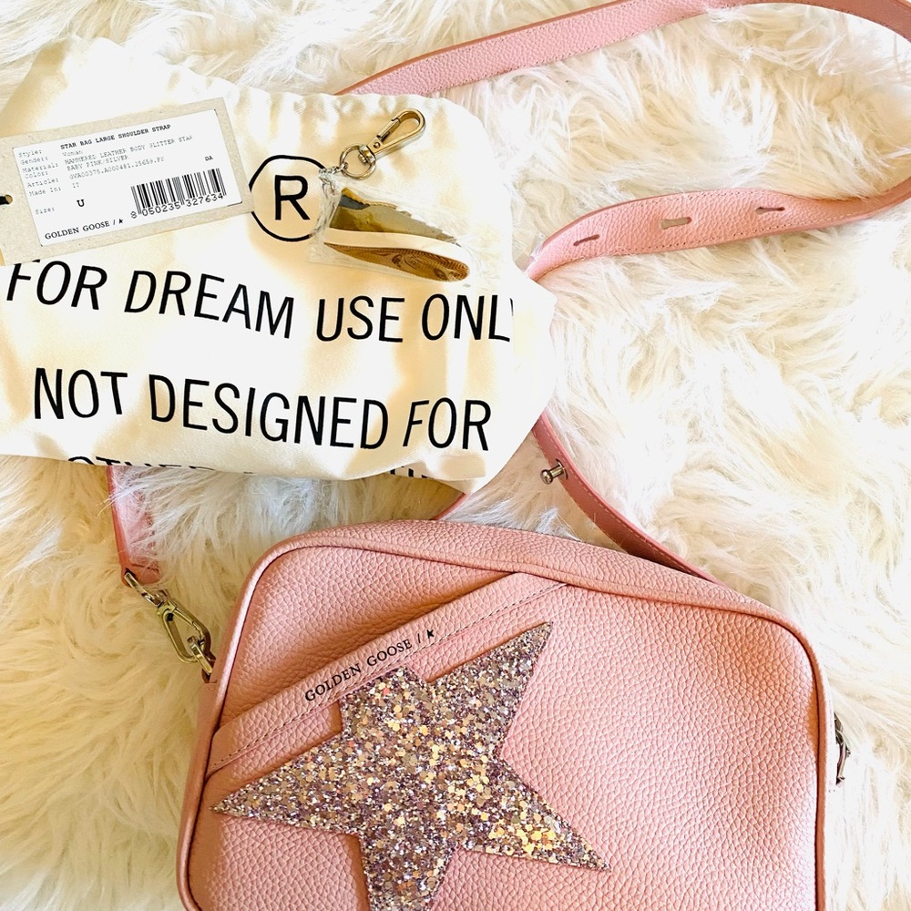 Golden Goose Glitter Star Pink Crossbody Bag